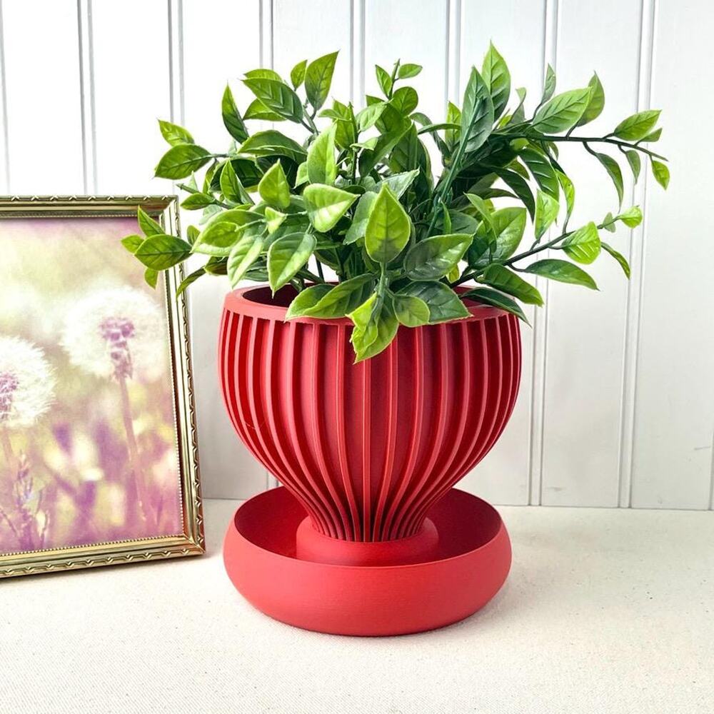 Modern Geometric  Indoor Planter Pot, Yin Planter Pot,Modern Planter with Saucer